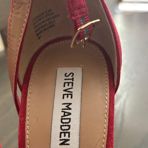 Steve Madden Bold Red Suede Heels - Picture 2 of 5